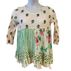 Italian Boutique Top Shore Coastal Siya Flowy Blouse Boho Positano Free Size